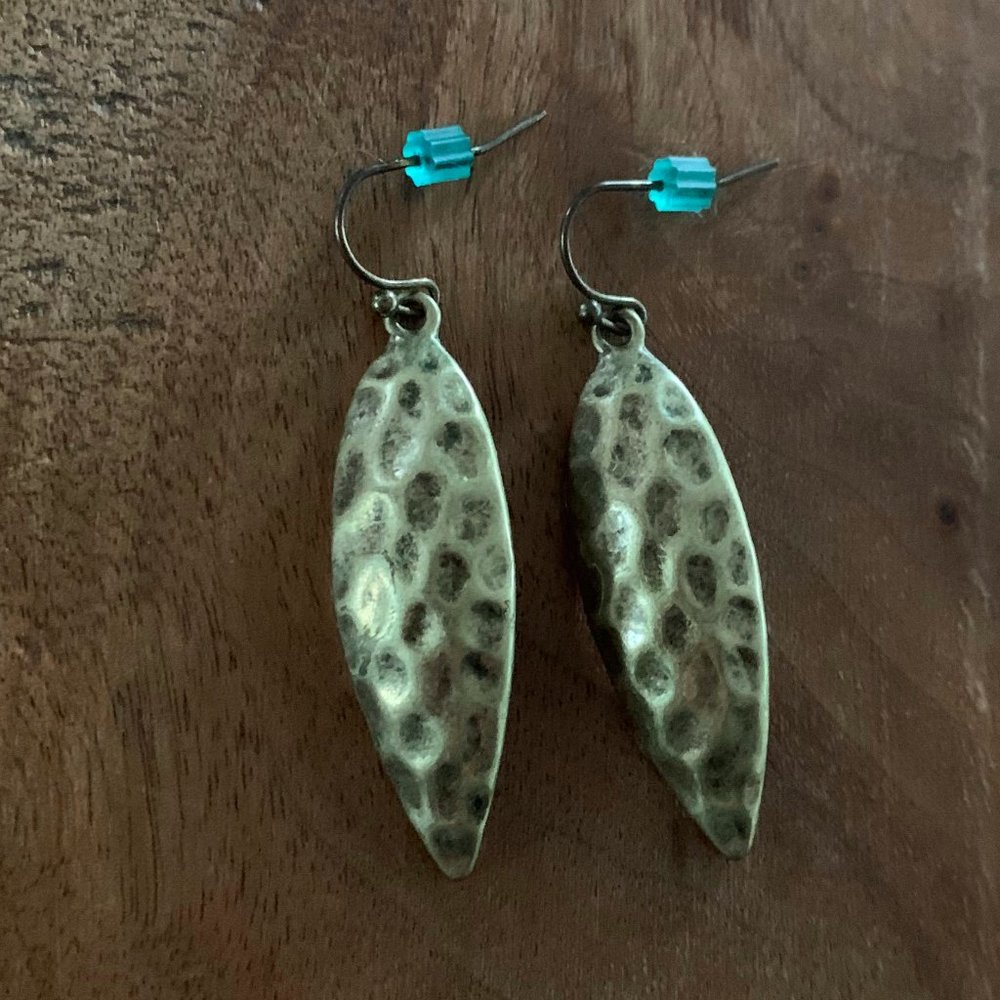 Hammered burnished gold leaf earrings